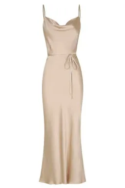 Shona Joy La Lune Cowl Bias Midi Dress Gold Size 10 for rent on The Volte - image 4