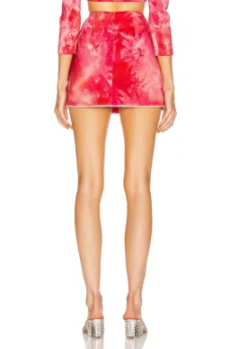 Area NYC Crystal Trimmed Sculpted Bow Mini Skirt & Top in Ruby Tie-Dyed Size 8 for rent on The Volte - image 4