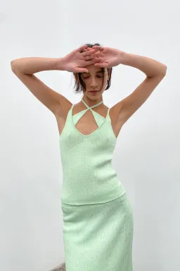 Hansen & Gretel Pip Singlet and Addison Skirt Set Green Size 8 for rent on The Volte - image 2