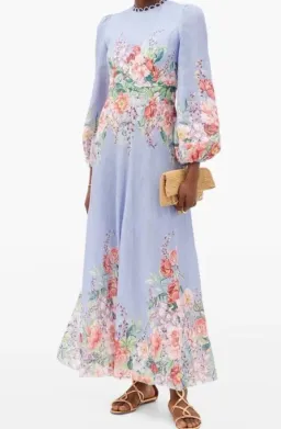 Zimmermann Beltitude Floral Long Dress Cornflower Blue Size 3/Au 14 for rent on The Volte - image 1