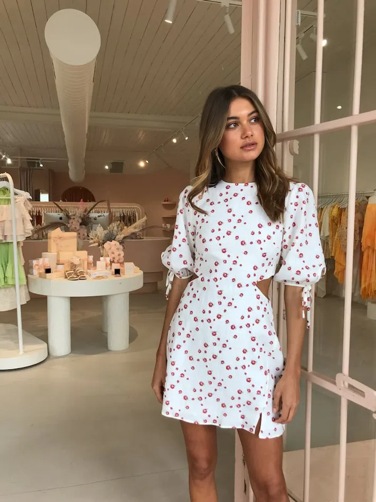 By Nicola Botanical Mini Dress Rose Polka Size 8 - Image 1