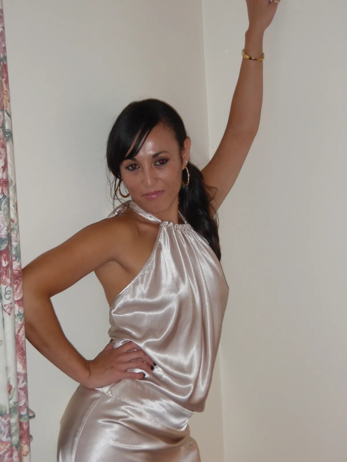 Sheike Satin Halter Maxi Dress Cream Size 6 - Image 2