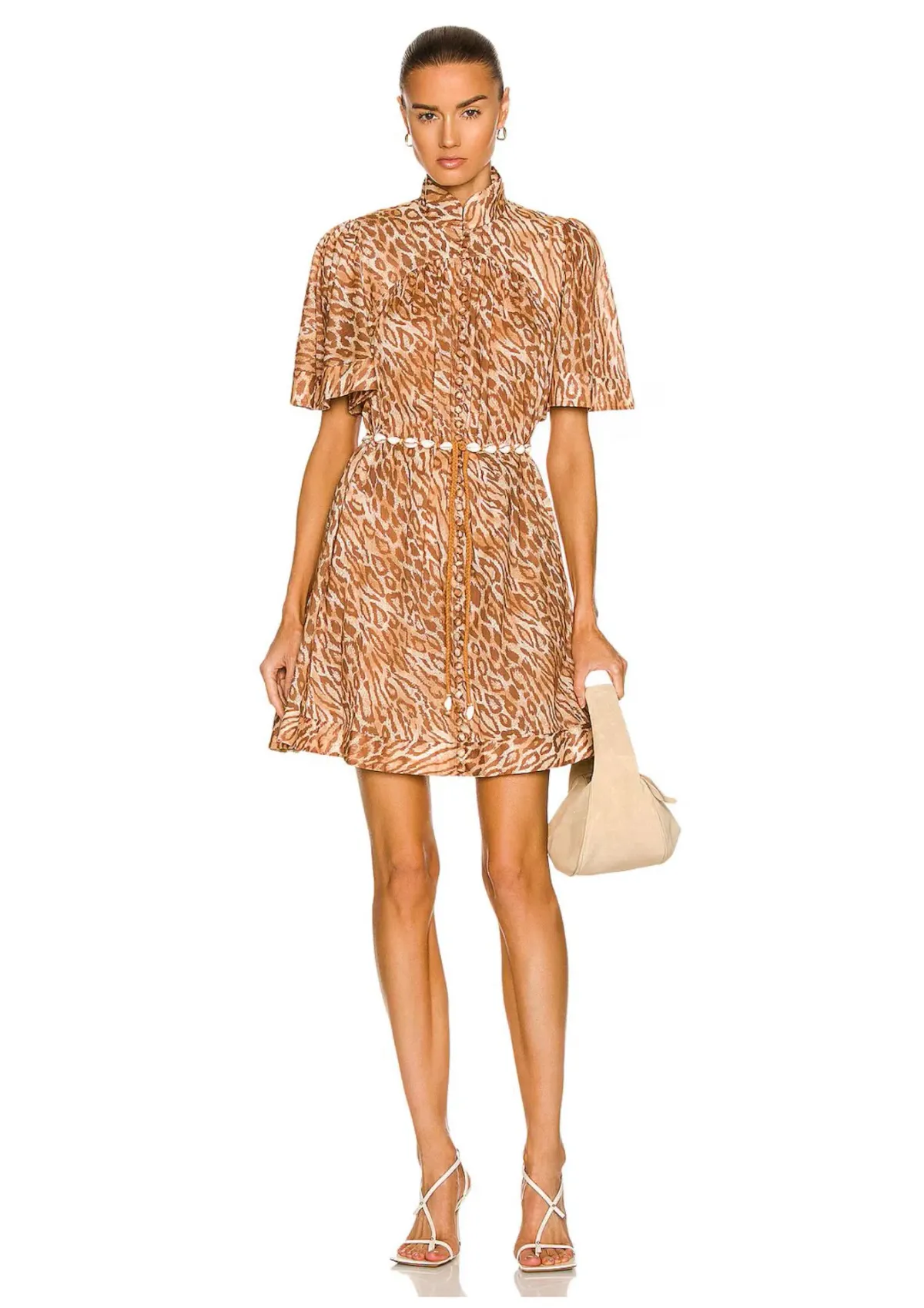 Zimmermann Tropicana Flutter Sleeve Mini Dress Leopard Print Size 6 - Image 1