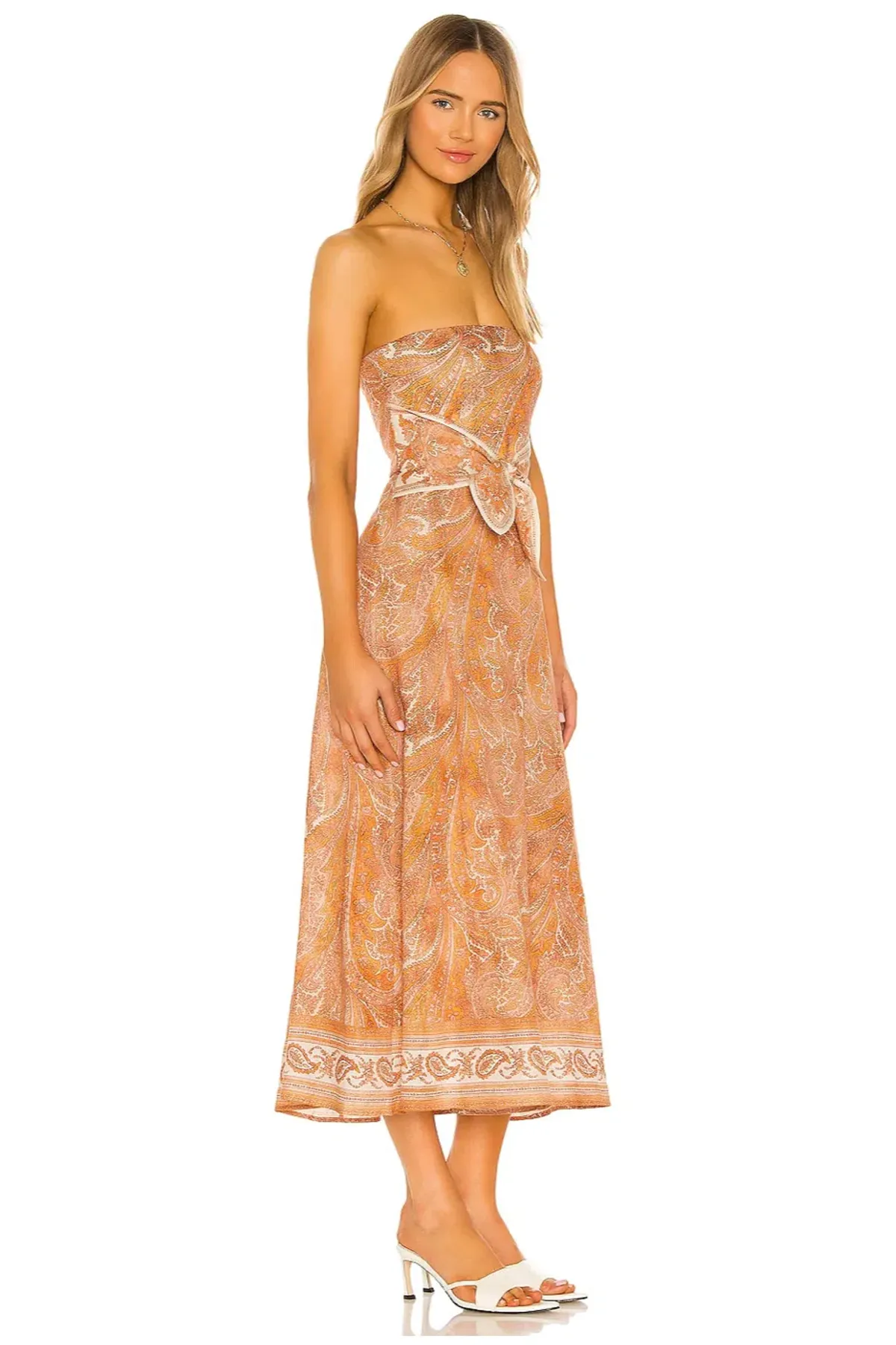 Zimmerman Brighton Tie-Waist Paisley Midi Dress Print Size 8 - Image 2