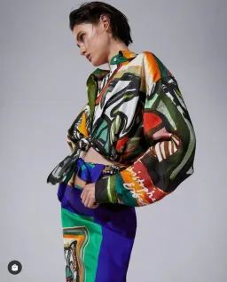 Christopher Esber Ruched Back Bandana Scarf Cropped Shirt Print Size 4 for rent on The Volte - image 2