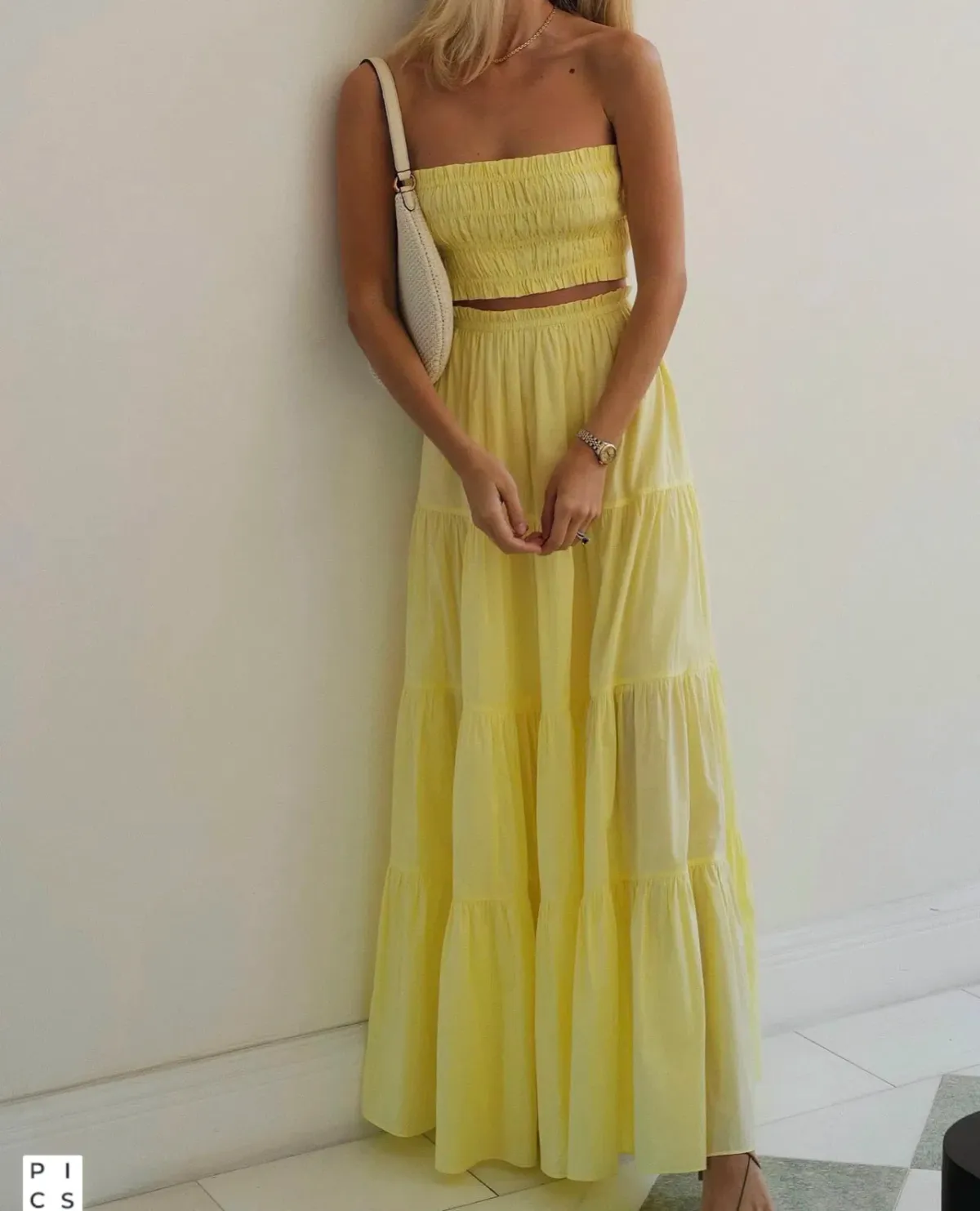 Steele Paradise Crop and Parasol Skirt Set in Neon Yellow Size 10 - Image 4