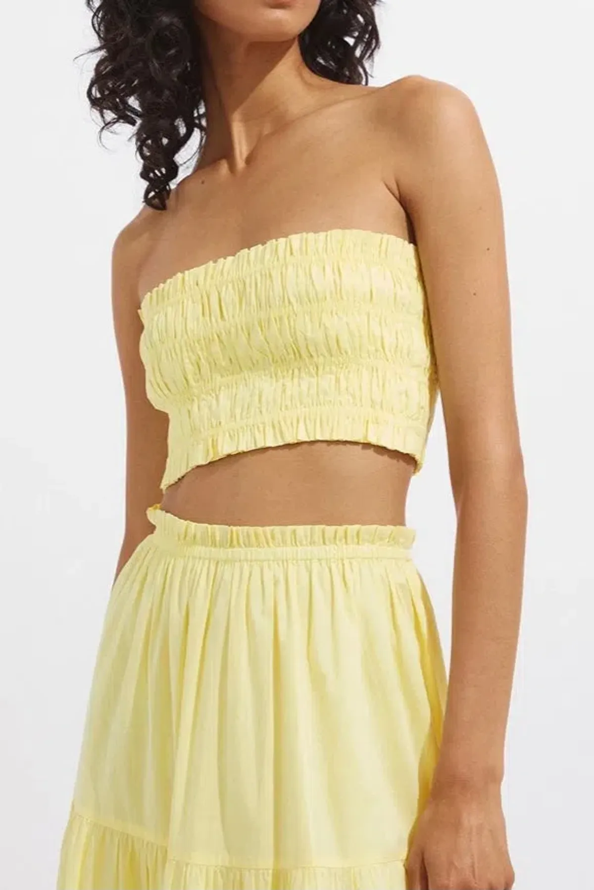 Steele Paradise Crop and Parasol Skirt Set in Neon Yellow Size 10 - Image 3
