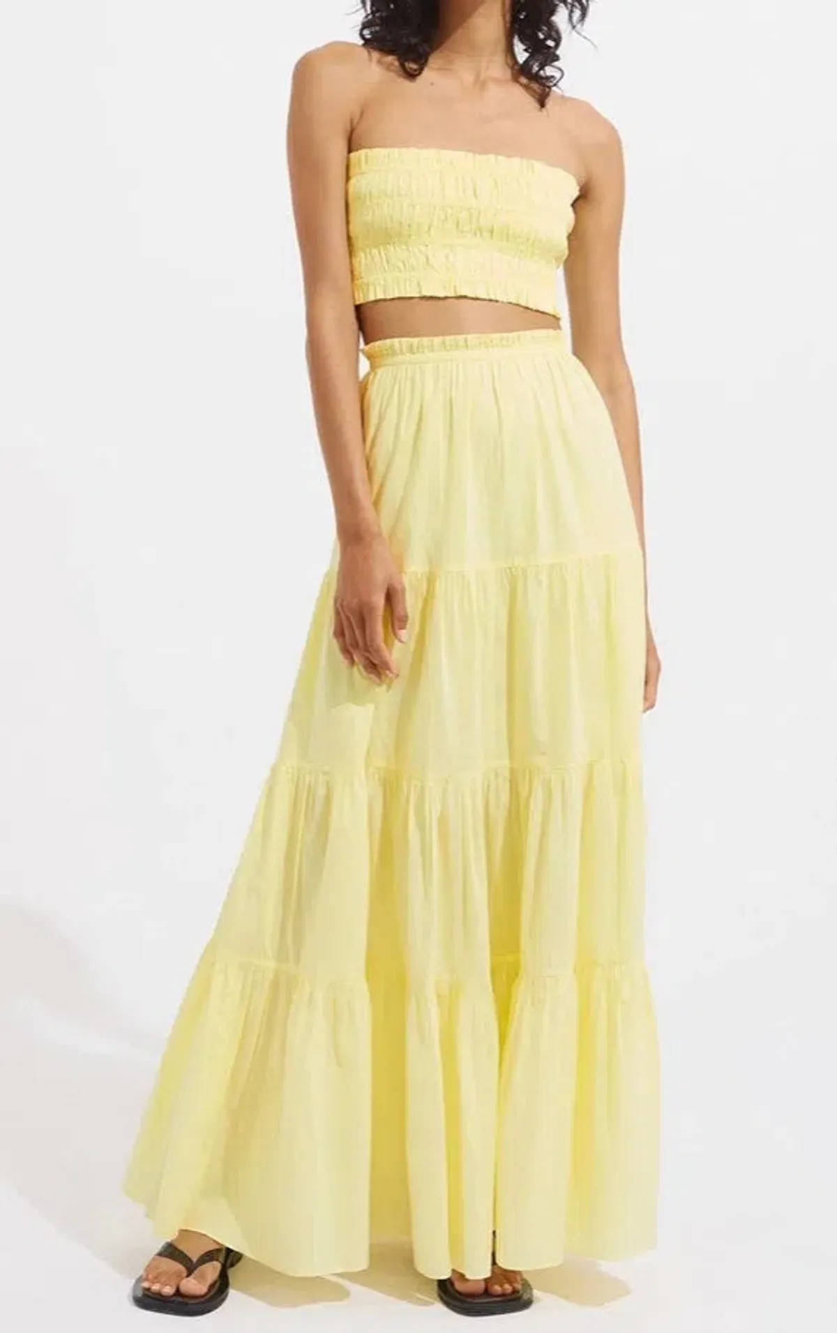 Steele Paradise Crop and Parasol Skirt Set in Neon Yellow Size 10 - Image 1