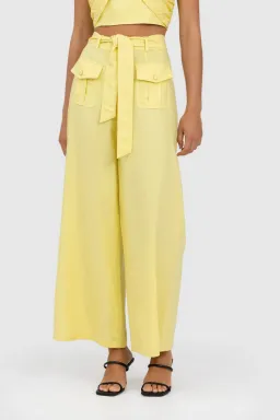 The Wolf Gang Sahara Linen Pans in Lemon Yellow Size au 6 for rent on The Volte - image 3