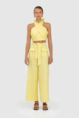 The Wolf Gang Sahara Linen Pans in Lemon Yellow Size au 6 for rent on The Volte - image 1