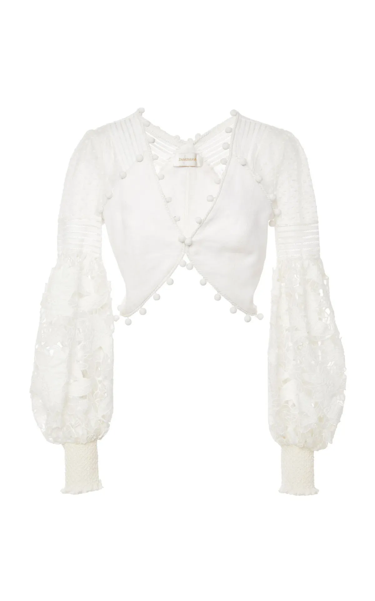 Zimmermann Corsage Pom-Pom Embellished Set Ivory Size 8 - Image 6