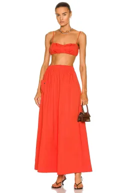 Sir the Label Anja Tucked Bralette Top Size 1 and Skirt Size 0 Set in Mandarin Red for rent on The Volte - image 4