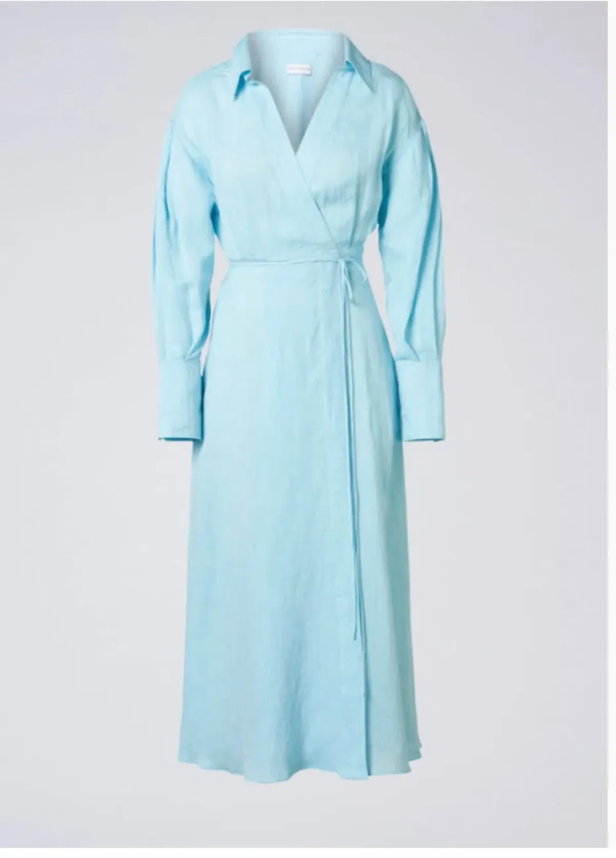 Scanlan Theodore Italian Linen Wrap Shirt Dress Blue Size 10 - Image 2