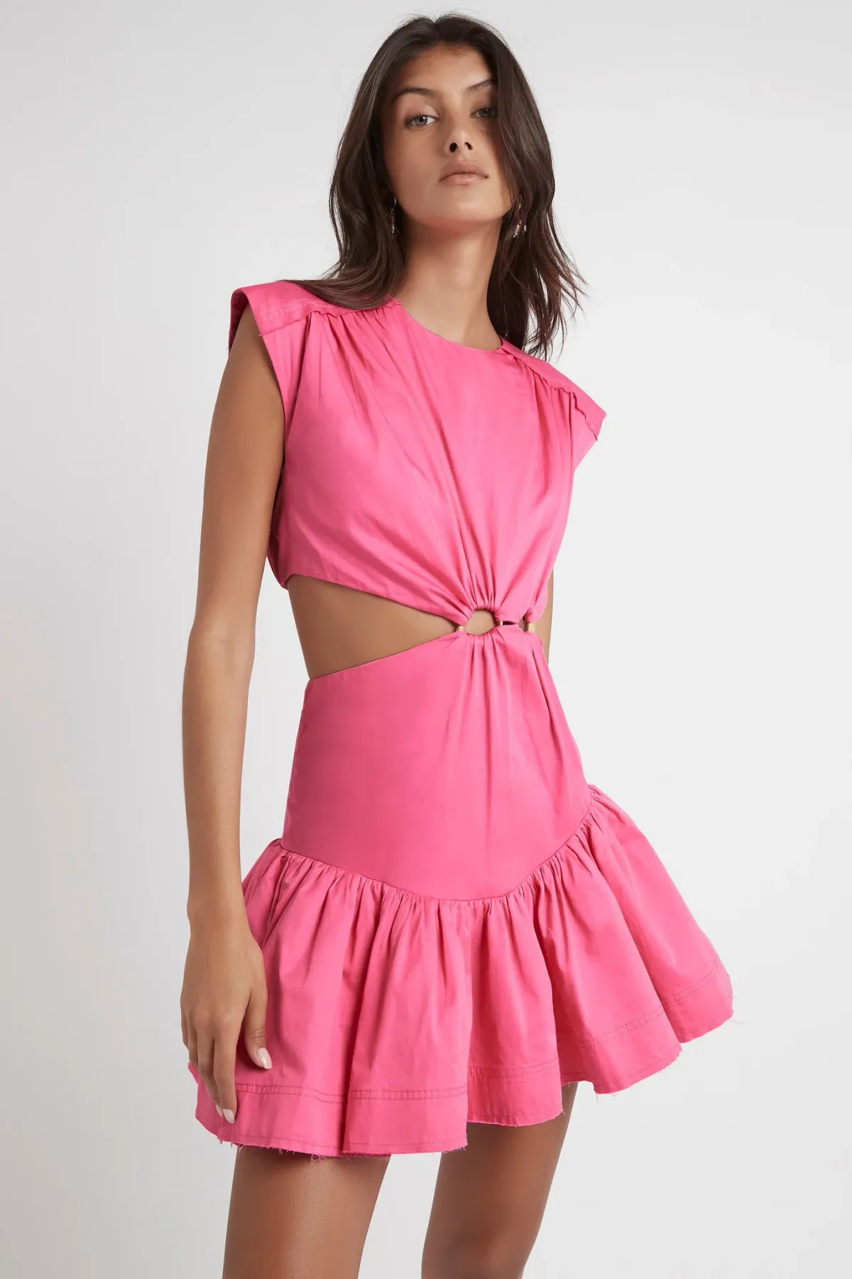 Aje Solstice Cut Out Ring Flip Mini Dress Pink Size 6 - Image 3