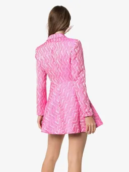 Rotate by Birger Christensen Double Breasted Metallic Jacquard Mini Blazer Dress Pink Size 6 for rent on The Volte - image 5