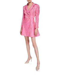 Rotate by Birger Christensen Double Breasted Metallic Jacquard Mini Blazer Dress Pink Size 6 for rent on The Volte - image 3