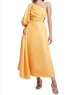 Aje Concept Linen and Silk One Shoulder Dress Yellow Size 6 for rent on The Volte - image 1