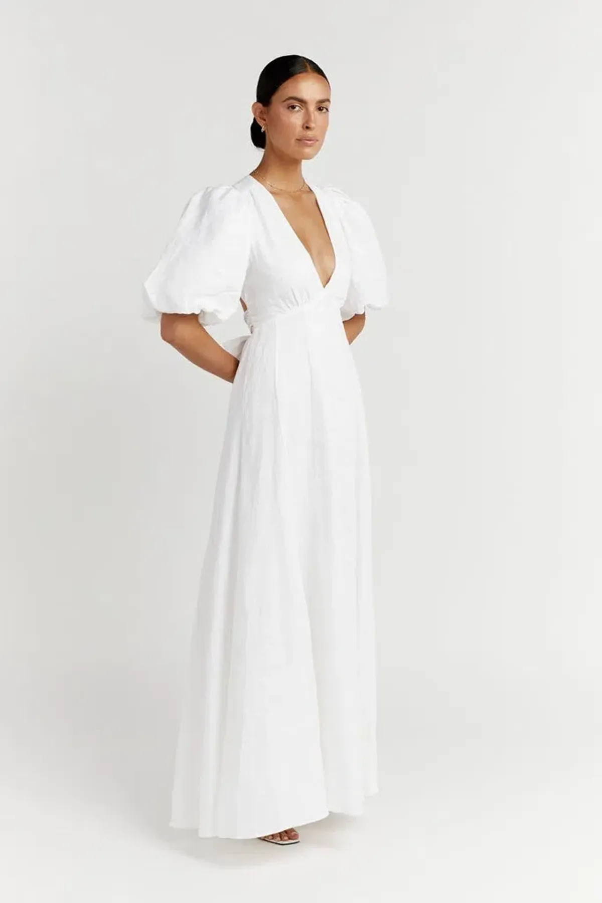 Dissh Aisle Linen Backless Dress White Size 8 - Image 5