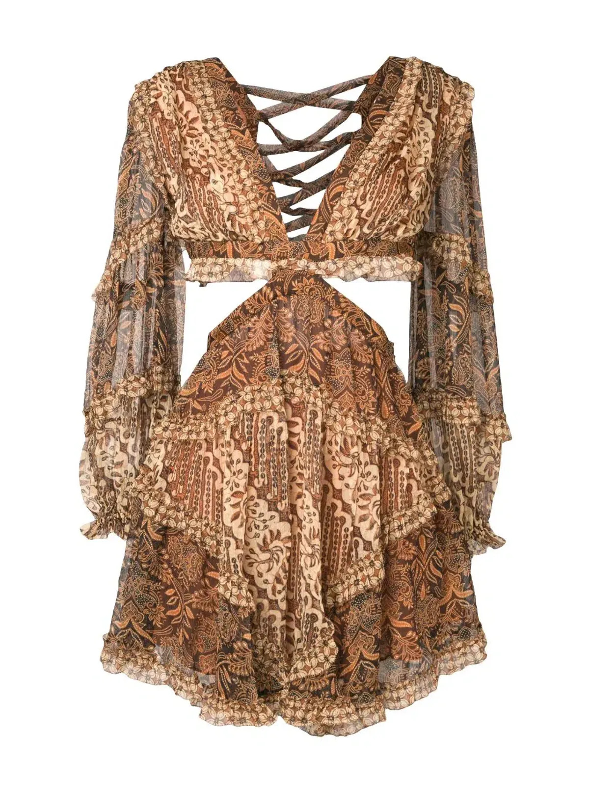 Zimmermann Tali Batik Cut Out Mini Dress Spliced Print Size 8 - Image 4