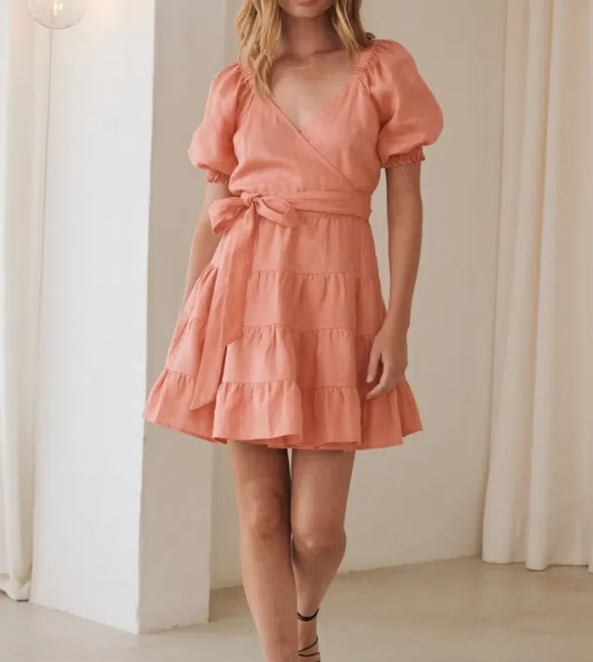 Kivari Alice Wrap Mini Dress Orange Size 12 - Image 4