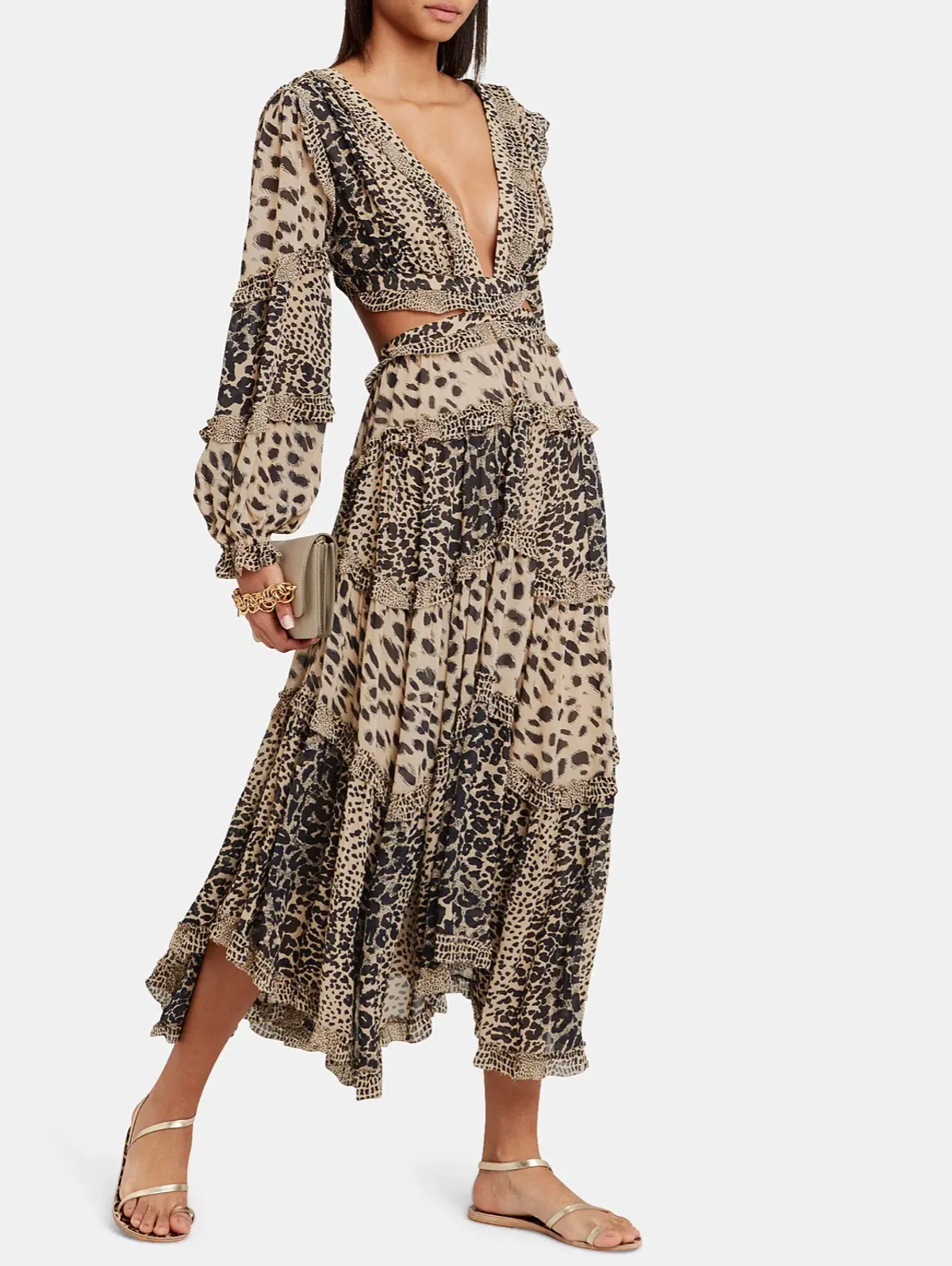 Zimmermann Allia Cut Out Long Dress Cheetah Print Size 0 / AU 8 - Image 1