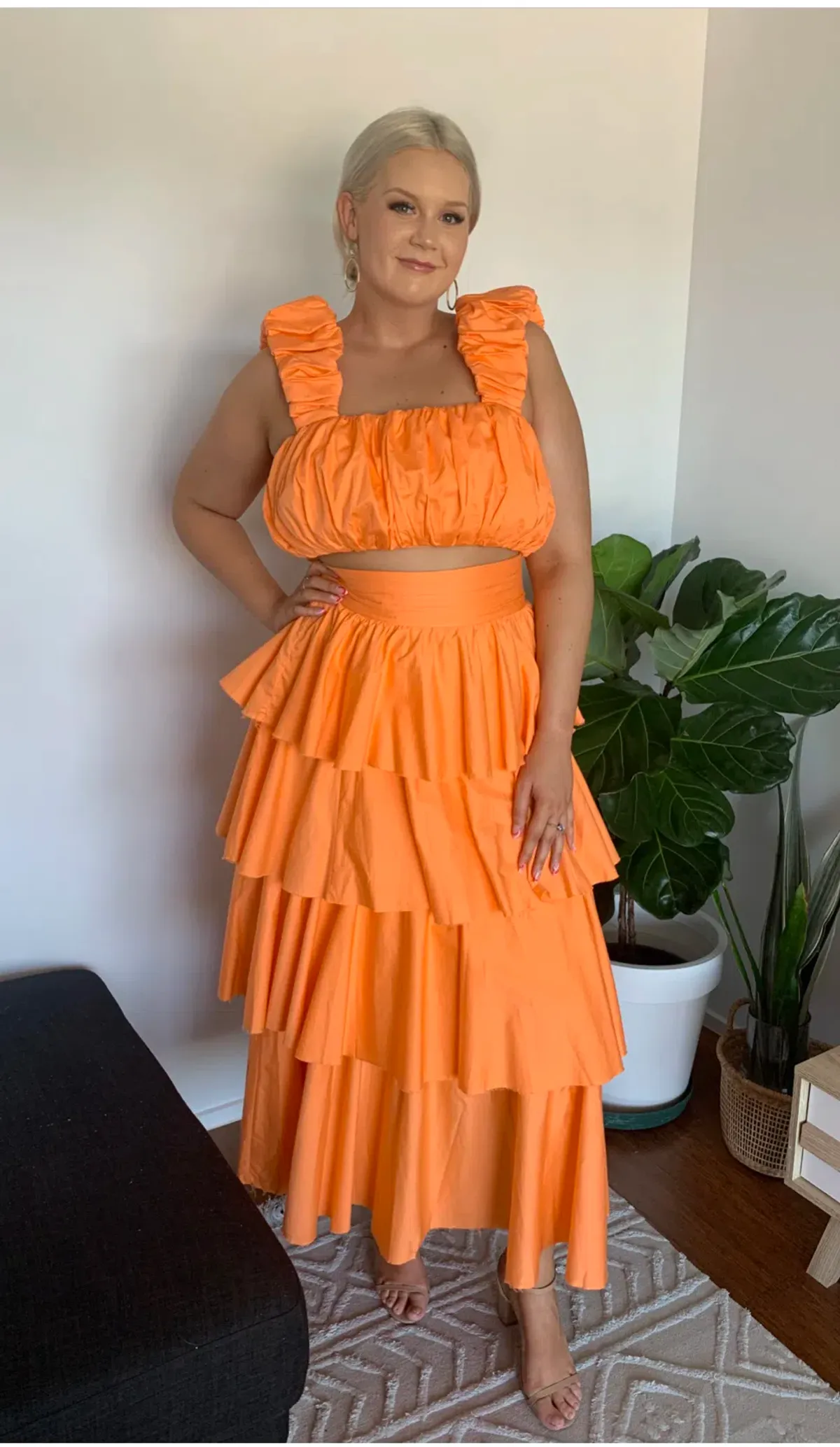 Aje Medina Set Crop Top & Tiered Skirt Orange Size 14 - Image 2
