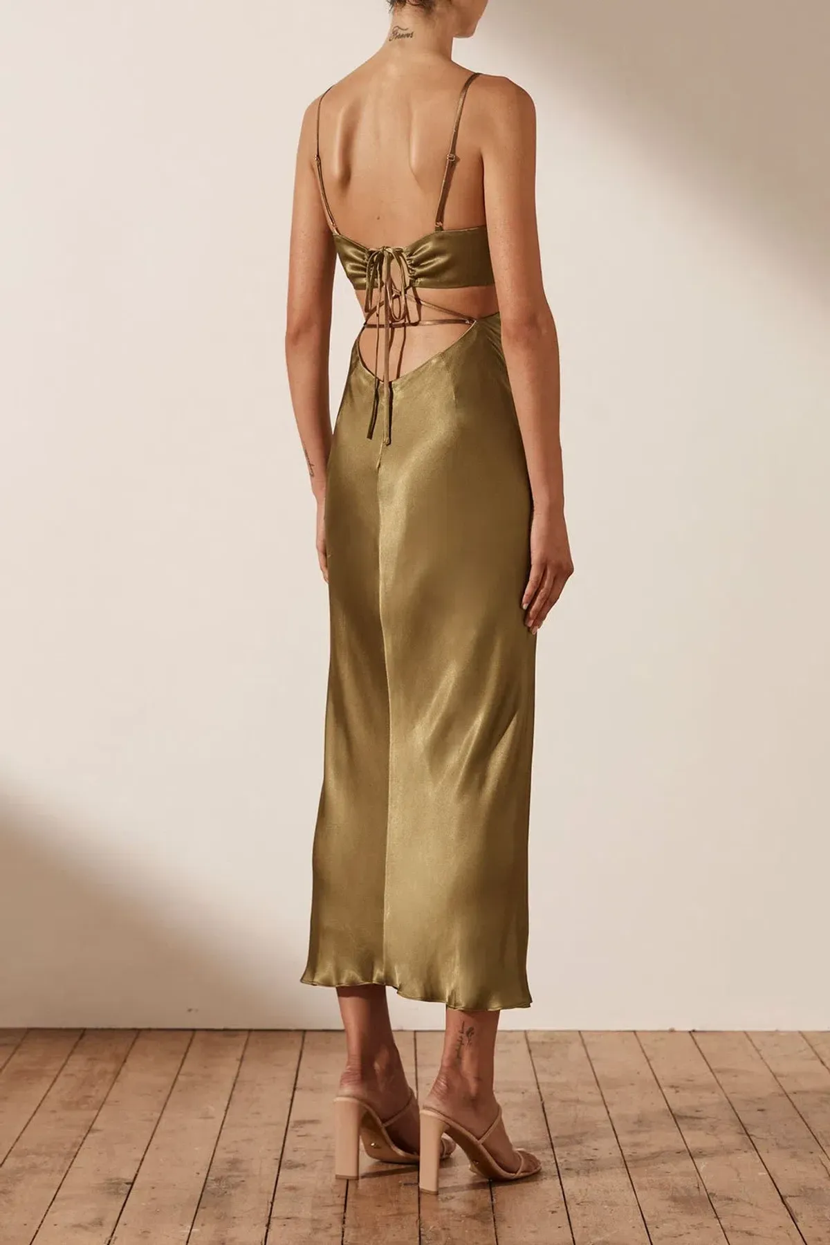 Shona Joy Alma Backless Midi Dress Cumin Size 6 - Image 2