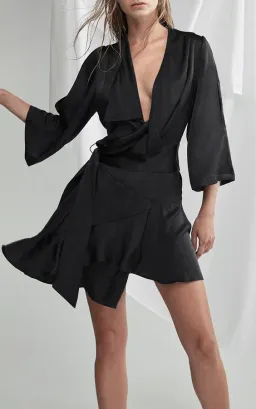 Acler Swindon Wrap Dress Black Size 10 for rent on The Volte - image 1