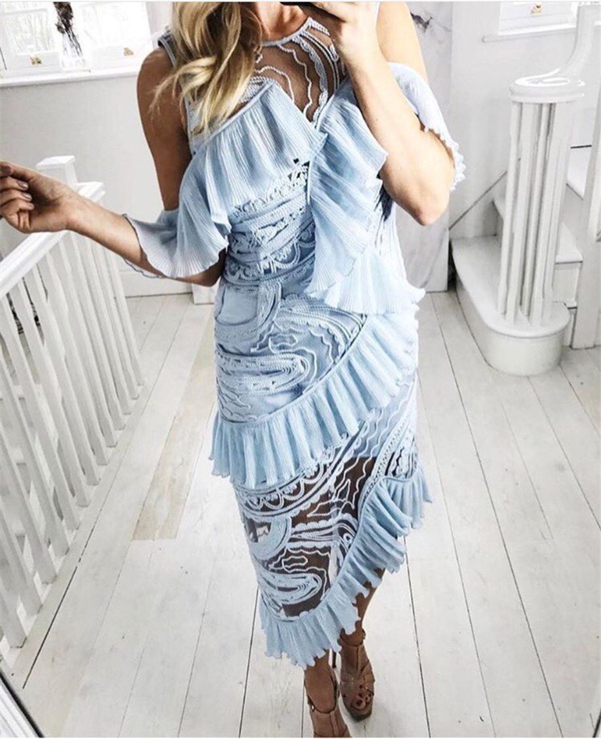 Alice McCall Love Me Like You Do Midi Dress in Ice Blue Size 4 - Image 5