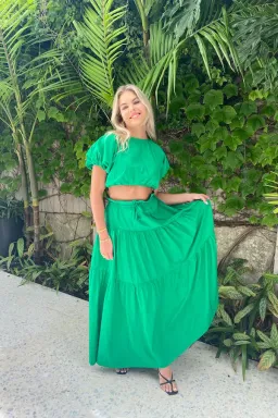 SWF Revive Cropped Tee and Tiered Skirt Set Green Size 8 for rent on The Volte - image 2
