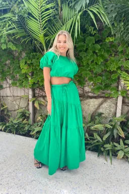 SWF Revive Cropped Tee and Tiered Skirt Set Green Size 8 for rent on The Volte - image 3