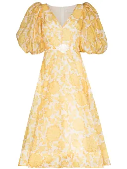 Zimmermann Postcard Puff Sleeved Midi Dress Yellow Size 2 / Au 12  for rent on The Volte - image 2