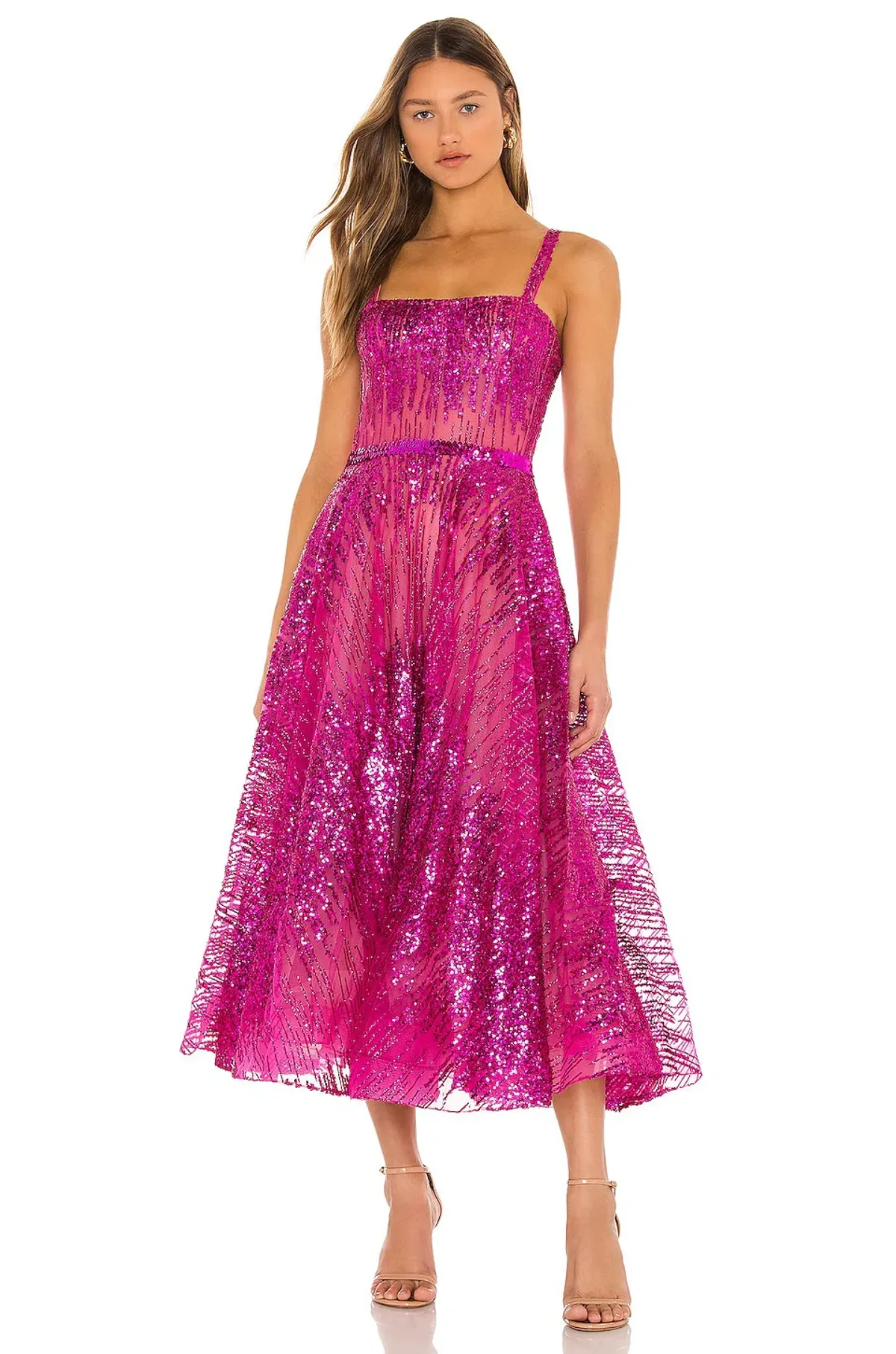 Bronx and Banco Fuchsia Mademoiselle Midi Dress Pink SIze 10  - Image 2