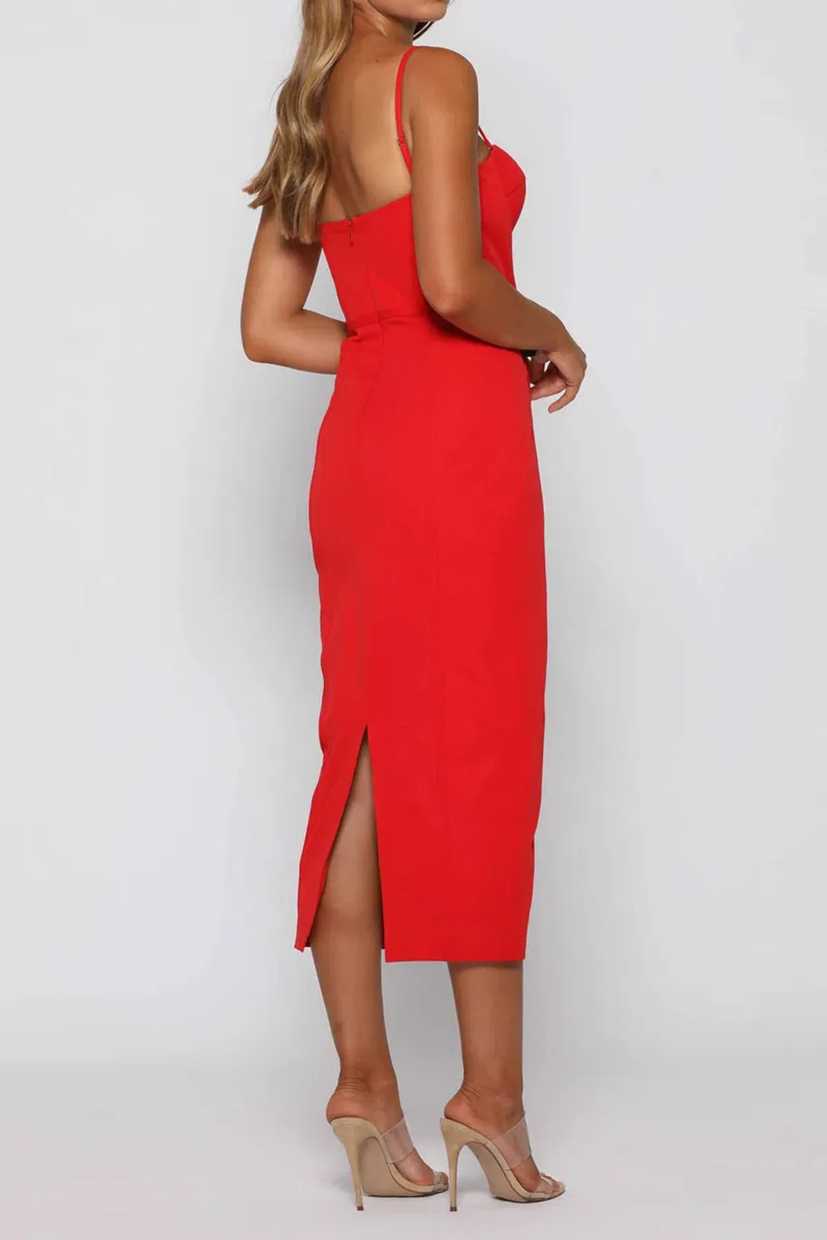 Elle Zeitoune Penny Midi Dress Red Size 8 - Image 3