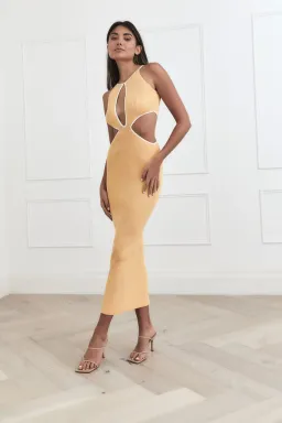 San Sloane Adrian Rib Midi Dress Yellow Size 8  for rent on The Volte - image 2