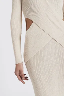 Sir the Label Celena Draped Knit Midi Dress Cream Size 8 for rent on The Volte - image 2