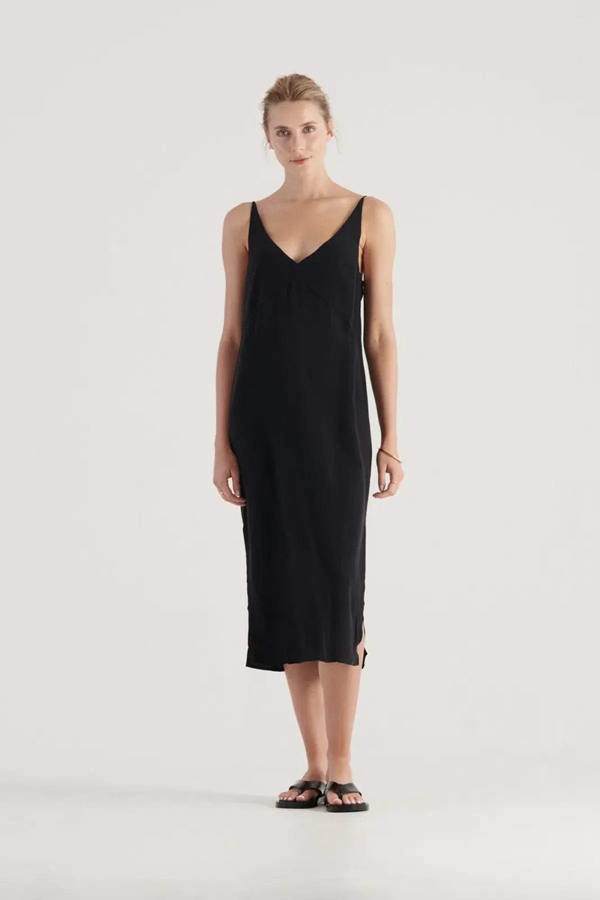 Elka Collective Suki Black Slip Silk Dress Black Size 10 - Image 2