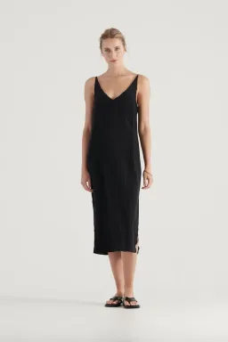 Elka Collective Suki Black Slip Silk Dress Black Size 10 for rent on The Volte - image 2