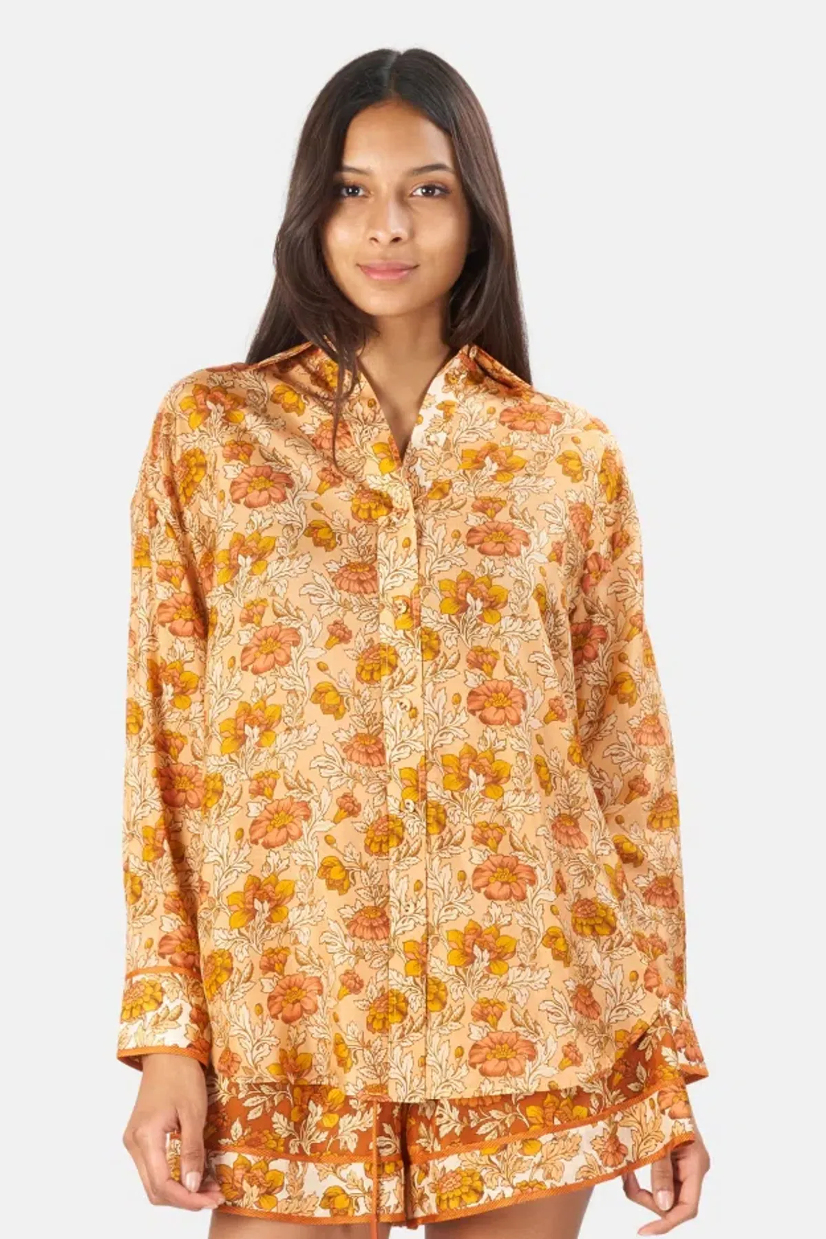 Zimmermann Andie Relaxed Shirt Almond Floral Print Size 0 / AU 8 - Image 2