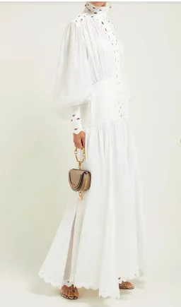 Zimmermann Zippy High Neck Cut Out Maxi Dress White Size 0 / AU 8 for rent on The Volte - image 3