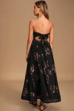 Free People Baja Babe Midi Dress Black Size 10 for rent on The Volte - image 2