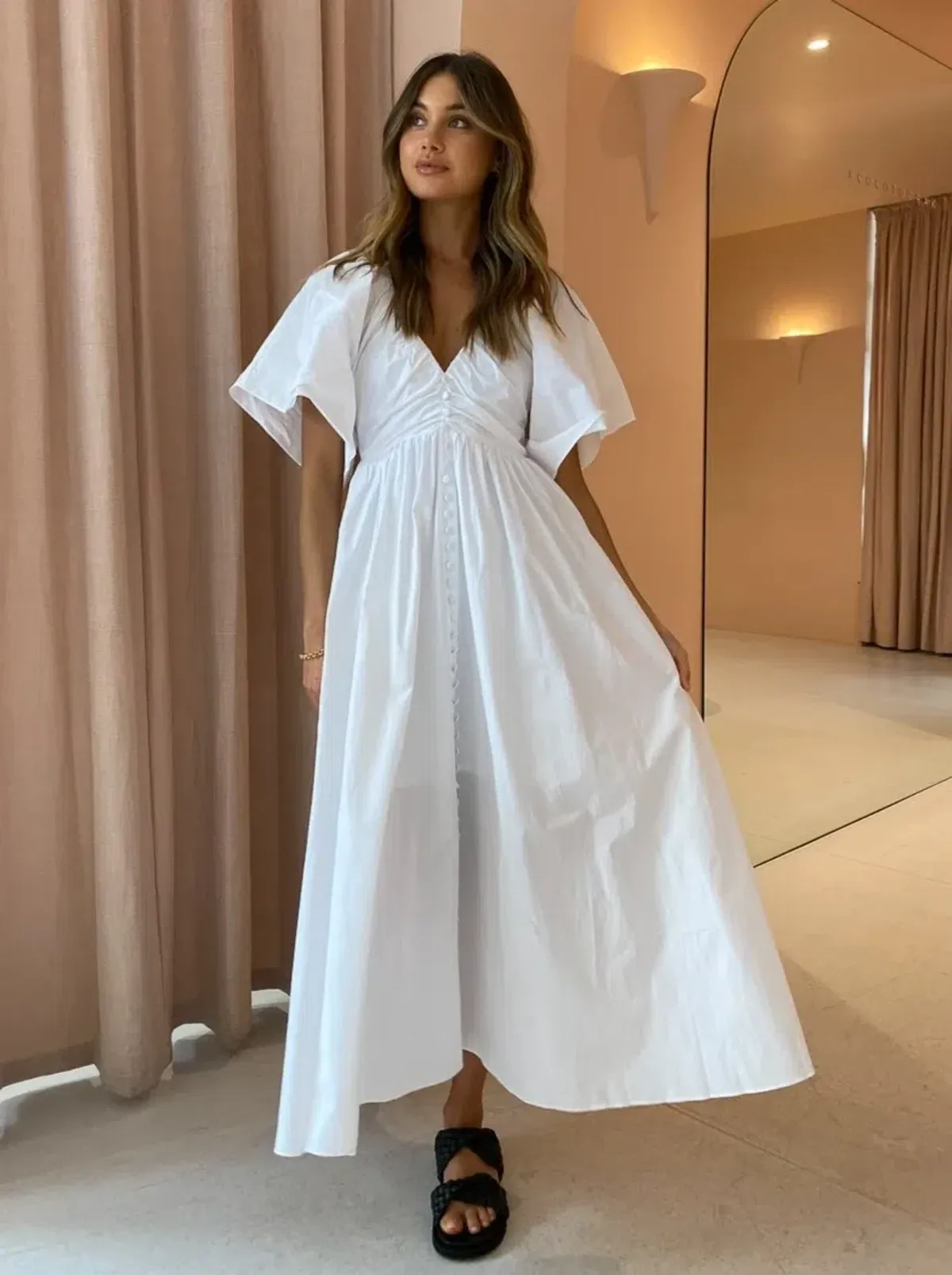 Joslin Studio The Sakura Cotton Midi Dress White Size 10 - Image 1