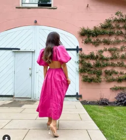  Aje Vanades Cut Out Ring Midi Dress Pink Size 10 for rent on The Volte - image 4