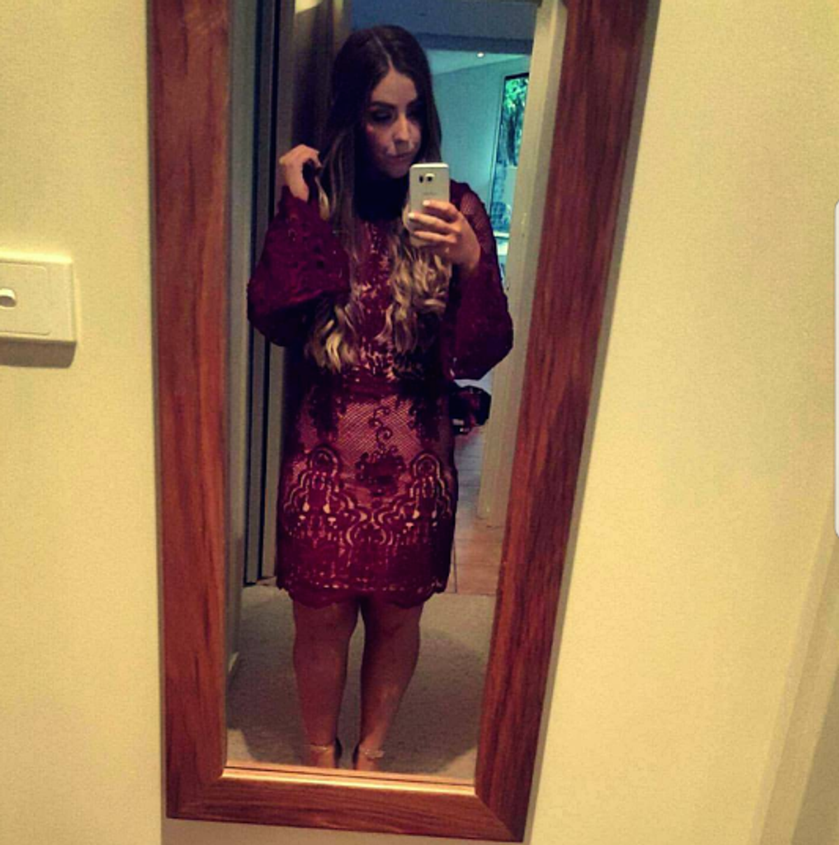 White Suede Berry Lace Shift Dress - Image 2