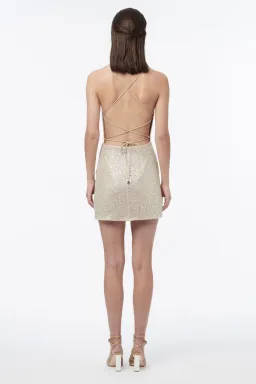 Manning Cartell Metallic Mesh Mini Dress Gold Size 12 for rent on The Volte - image 2