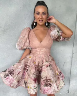 Zimmermann Dancer Puff Sleeve Mini Dress Floral Size 1 / Au 10  for rent on The Volte - image 6