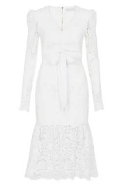 Rebecca Vallance Le Saint Ruched Lace Dress White Size 8 for rent on The Volte - image 4