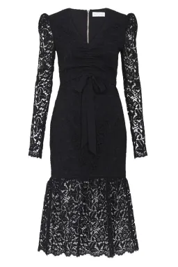 Rebecca Vallance Le Saint Ruched Lace Dress Black Size 6 for rent on The Volte - image 4