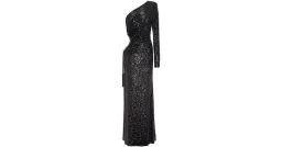 Dundas One Shoulder Cut Out Sequined Tulle Gown Black Size 8 for rent on The Volte - image 3