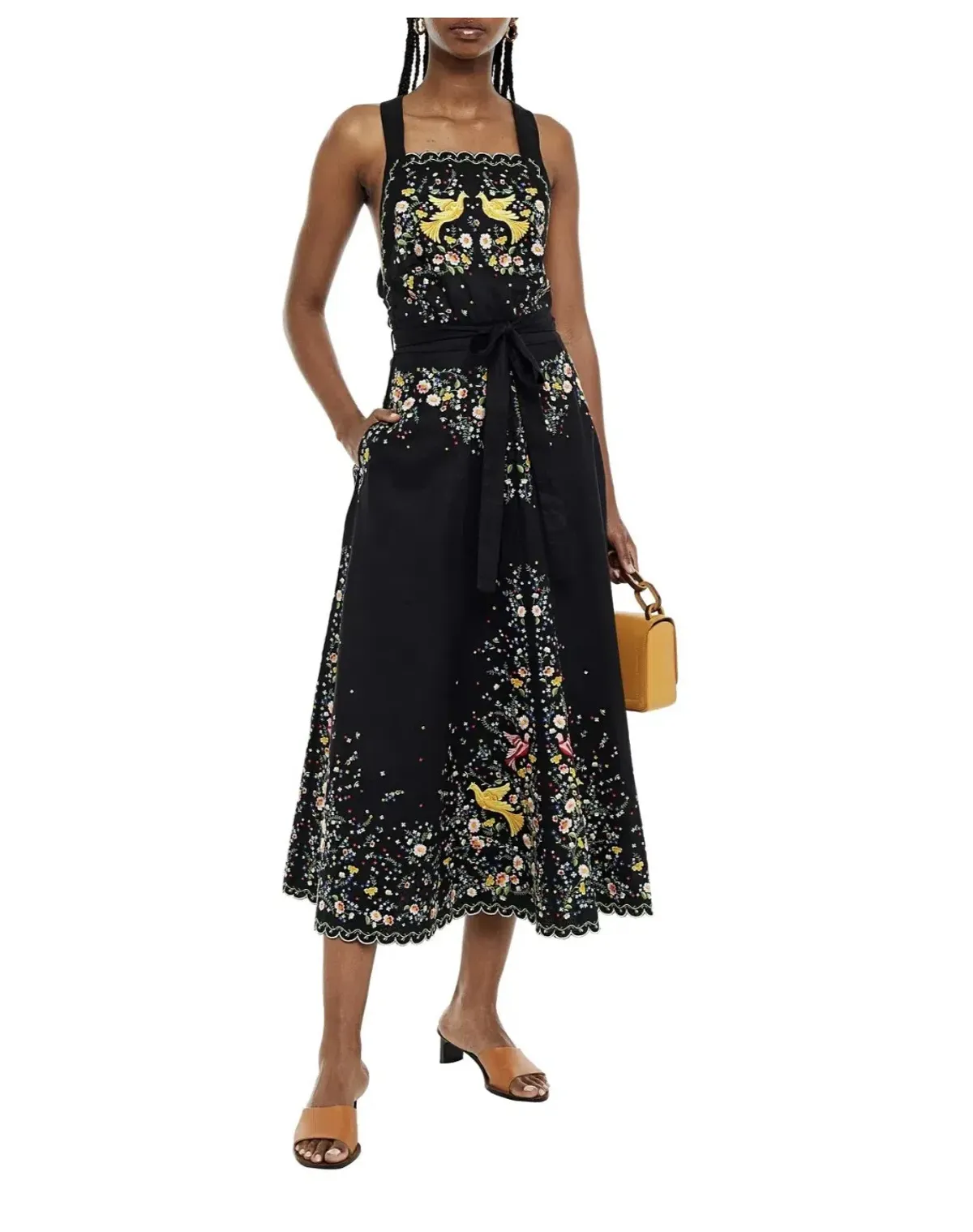 Zimmermann Carnaby Open Back Embroidered Linen Midi Dress Black Size 1 / Au 10 - Image 1